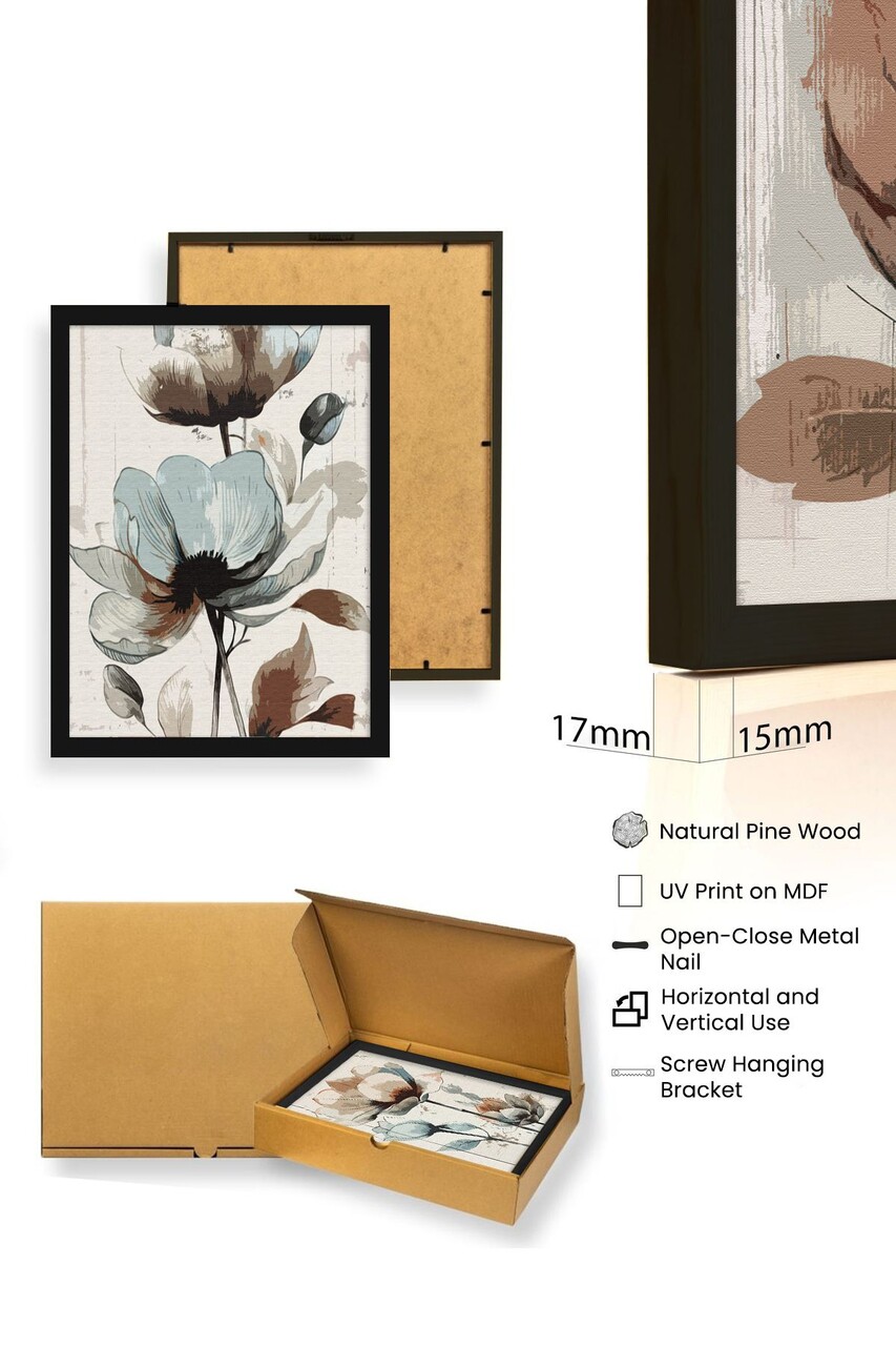 Set 3 tablouri decorative, Huhu478S, Cadru: 100% LEMN MASIV (Grosime: 2,5 cm), Multicolor - view 4