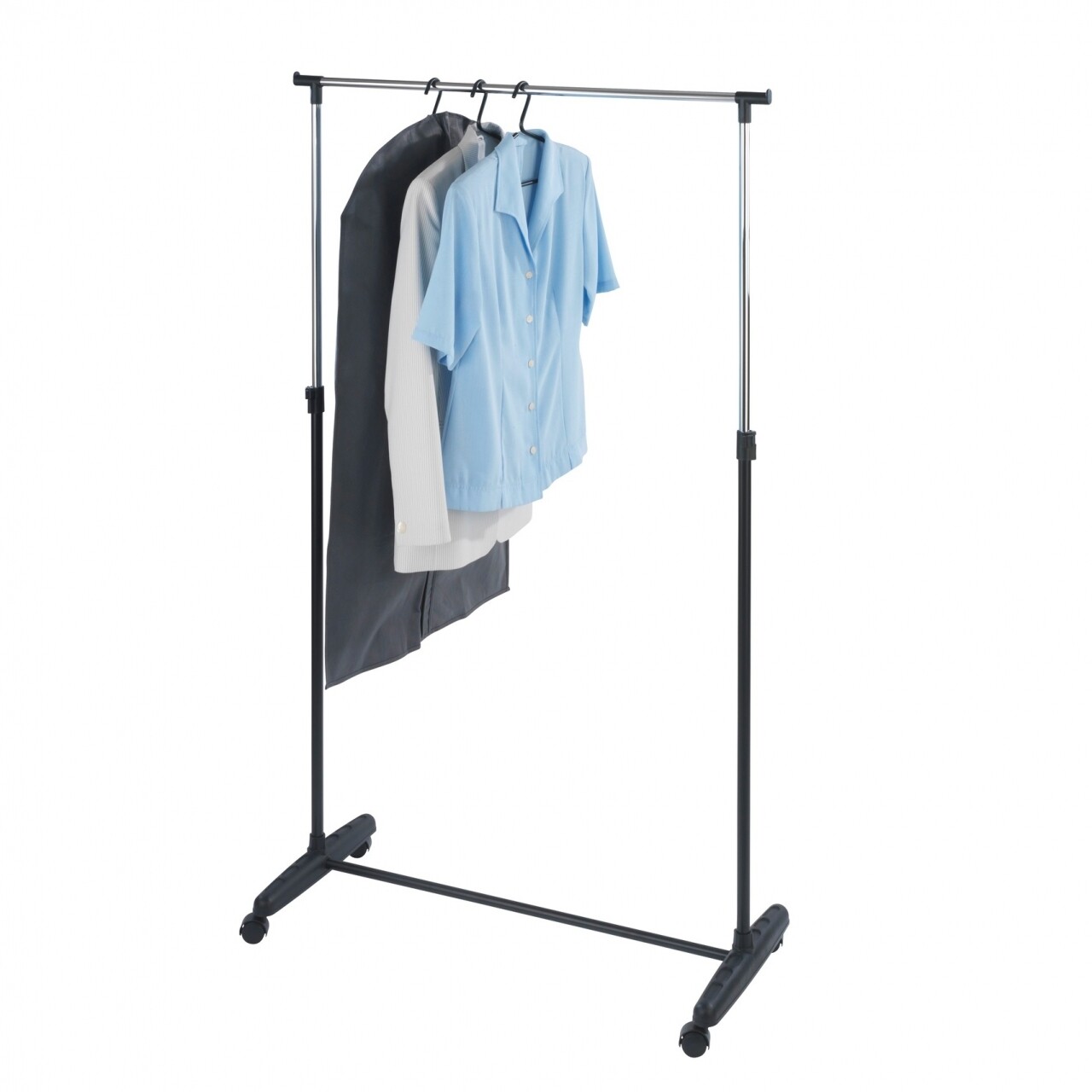 Suport mobil pentru haine, Wenko, Metal cromat/Plastic, Negru - 2 | YEO