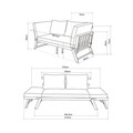 Pat de zi gradina/terasa, Haga, L.123 l.74 H.29.5/73, aluminiu, antracit/gri