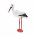 Decoratiune barza, 66 x 25 x 78 cm, polipropilena, alb/negru/rosu