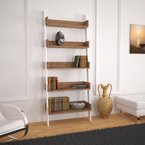 Biblioteca, Comforty, Only 801CMY3608, 80 x 195 x 32 cm, pal melaminat, stejar inchis/alb 195