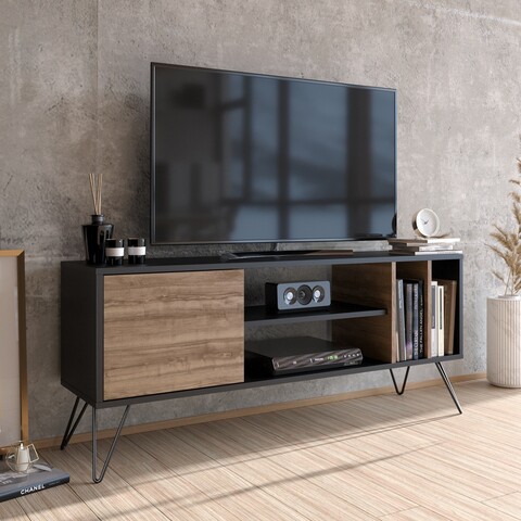 Comoda TV Mistico, Zena Home, 140×35.5×58.7 cm, maro/negru Comode