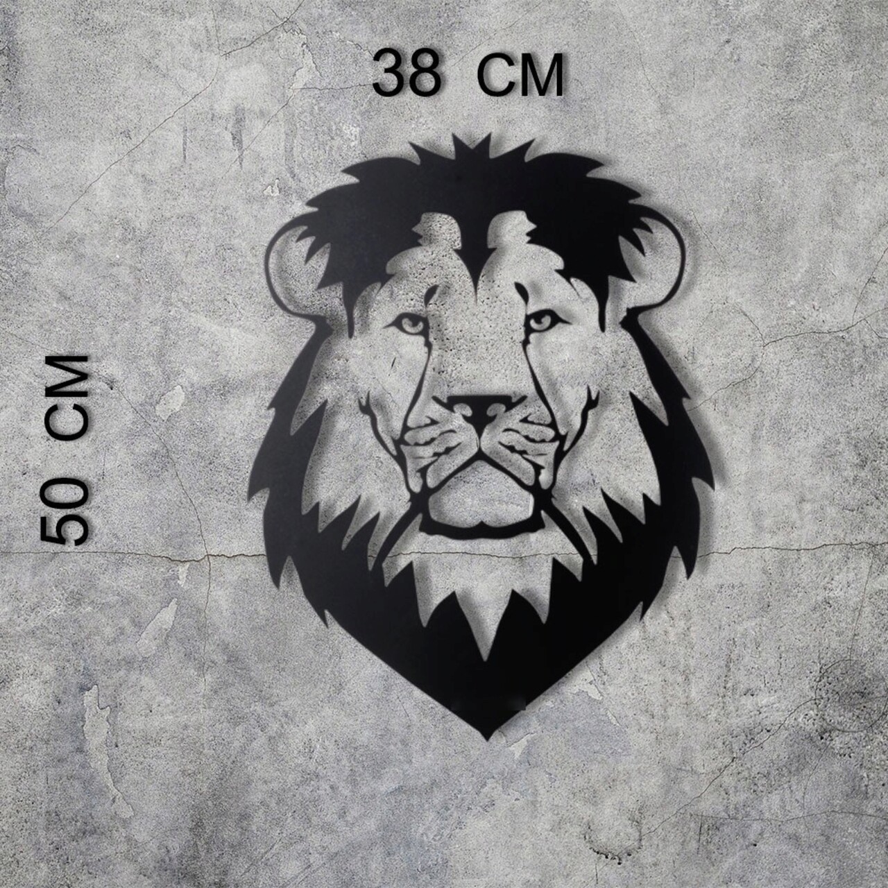 Decoratiune de perete, Lion Head, Metal, Dimensiune: 50 x 38 cm, Negru - 2 | YEO
