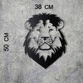 Decoratiune de perete, Lion Head, Metal, Dimensiune: 50 x 38 cm, Negru