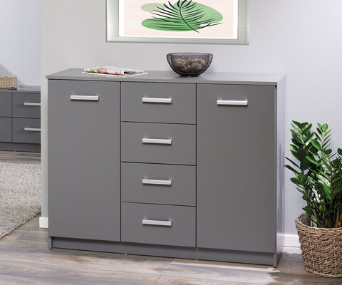 Comoda Elenzio 2T4S, Inter Link, 119.2x40x91.5 cm, PAL, gri