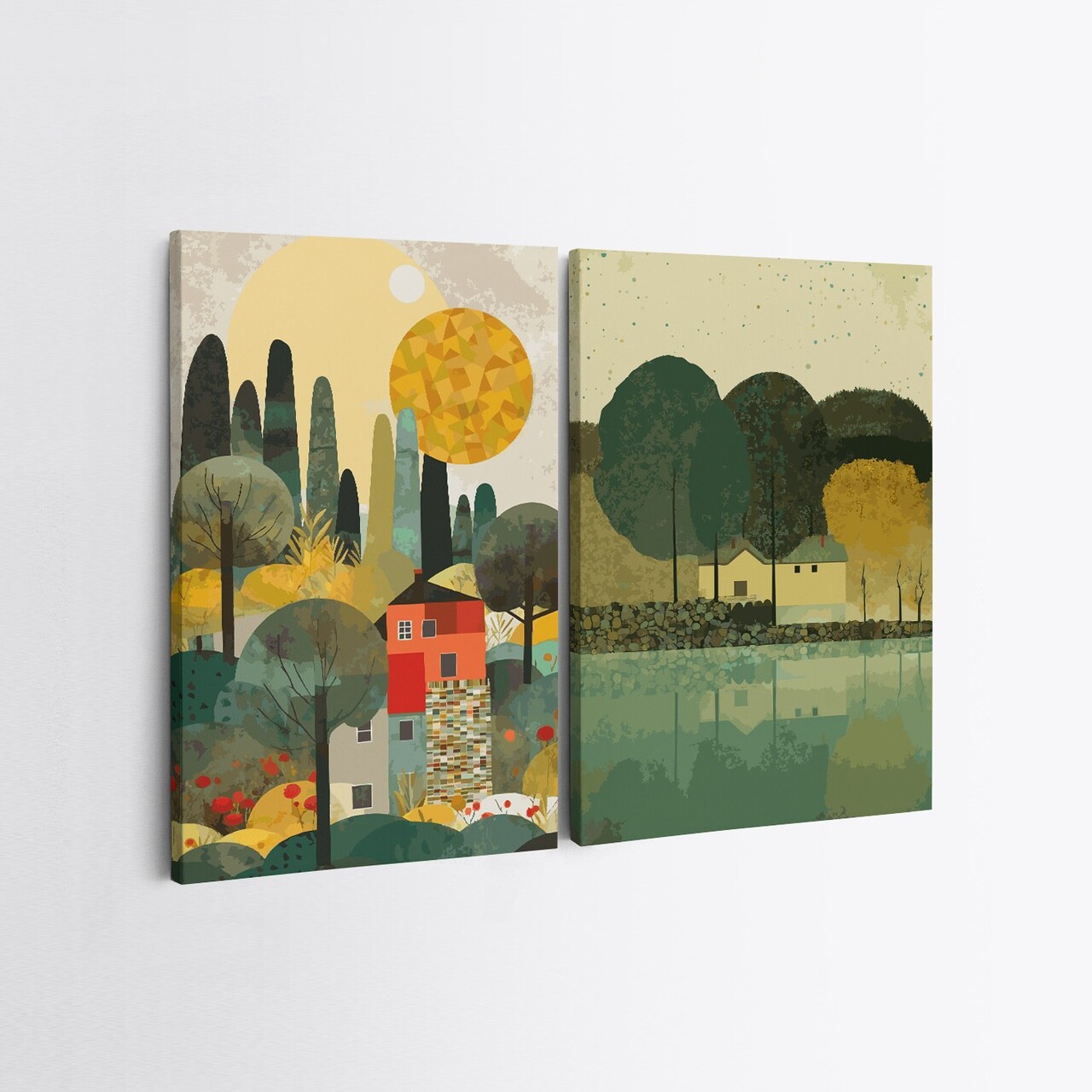 Set 2 tablouri decorative, 2KNV4339, Lemn, Multicolor - view 2