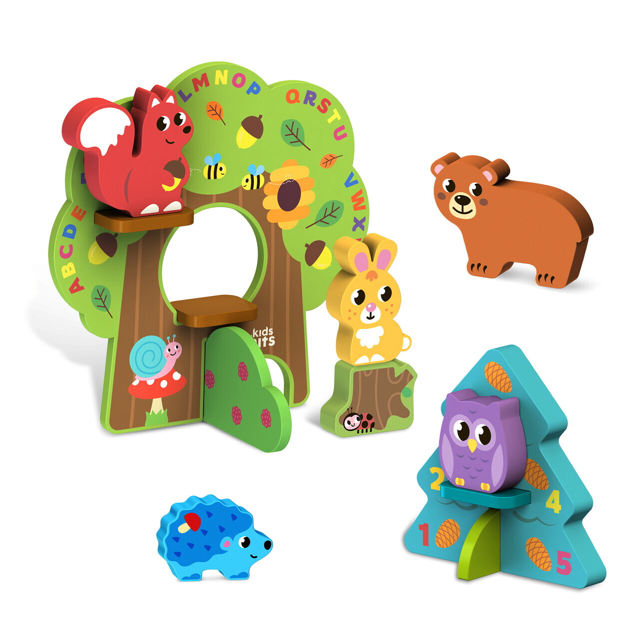 Set animale 13 piese, Padure, Kids Hits, lemn, multicolor - view 2
