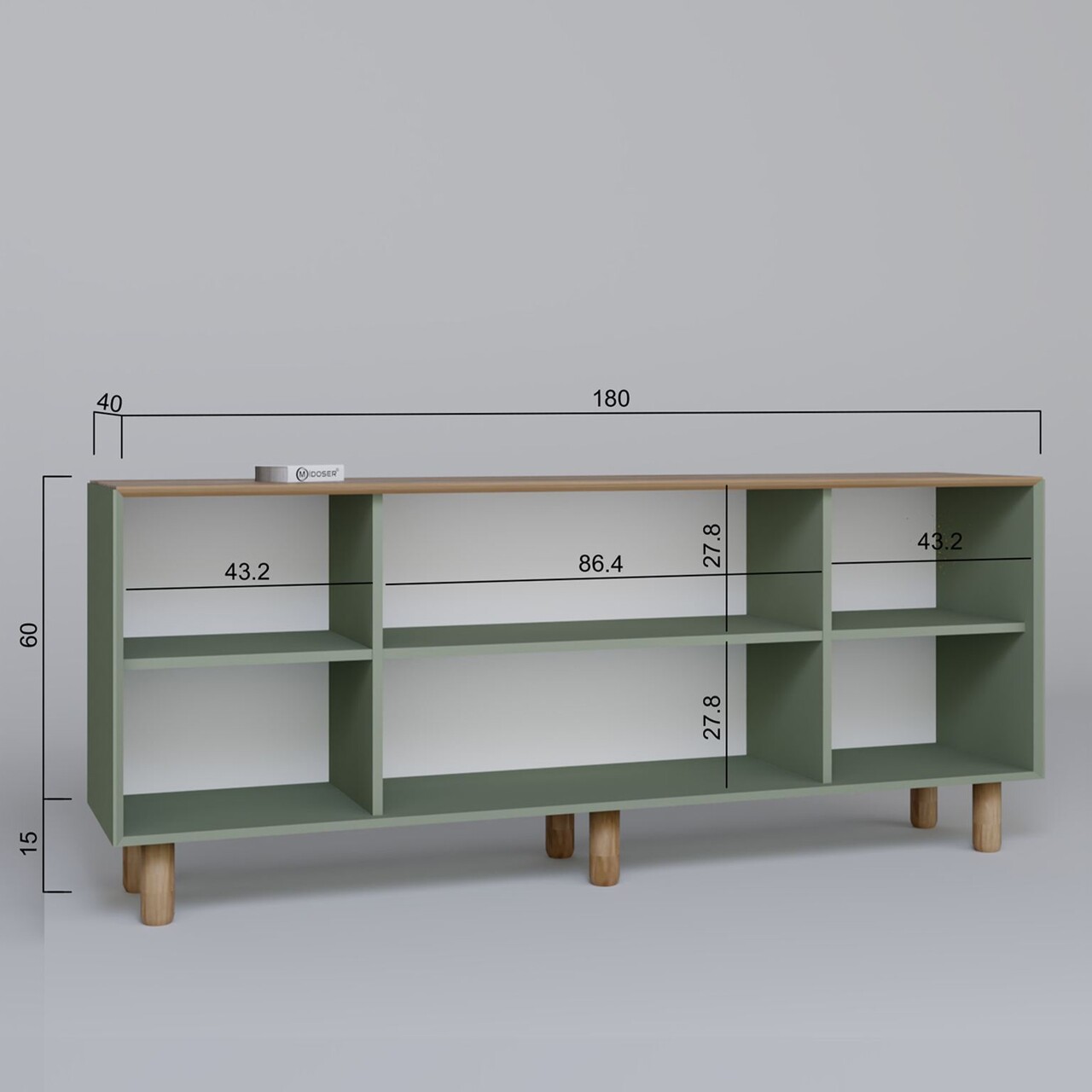 Consola, Hanah Home, Bohemian 1600-147, 180x75x40 cm, Verde - imagine 8