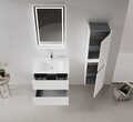 Set Dulap de Baie cu Chiuvetă și Oglindă (2 Piese), Hanah Home, Nest 91 v2, Alb mat