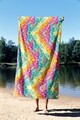 Prosop de plaja, Astacura, Geometric Mozaic 70, 70x130 cm, 70% poliester/30% poliamida, Multicolor