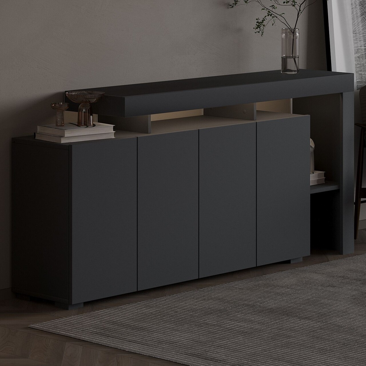 Consola, Hanah Home, Beliz, 170x80x35 cm, Antracit - view 4
