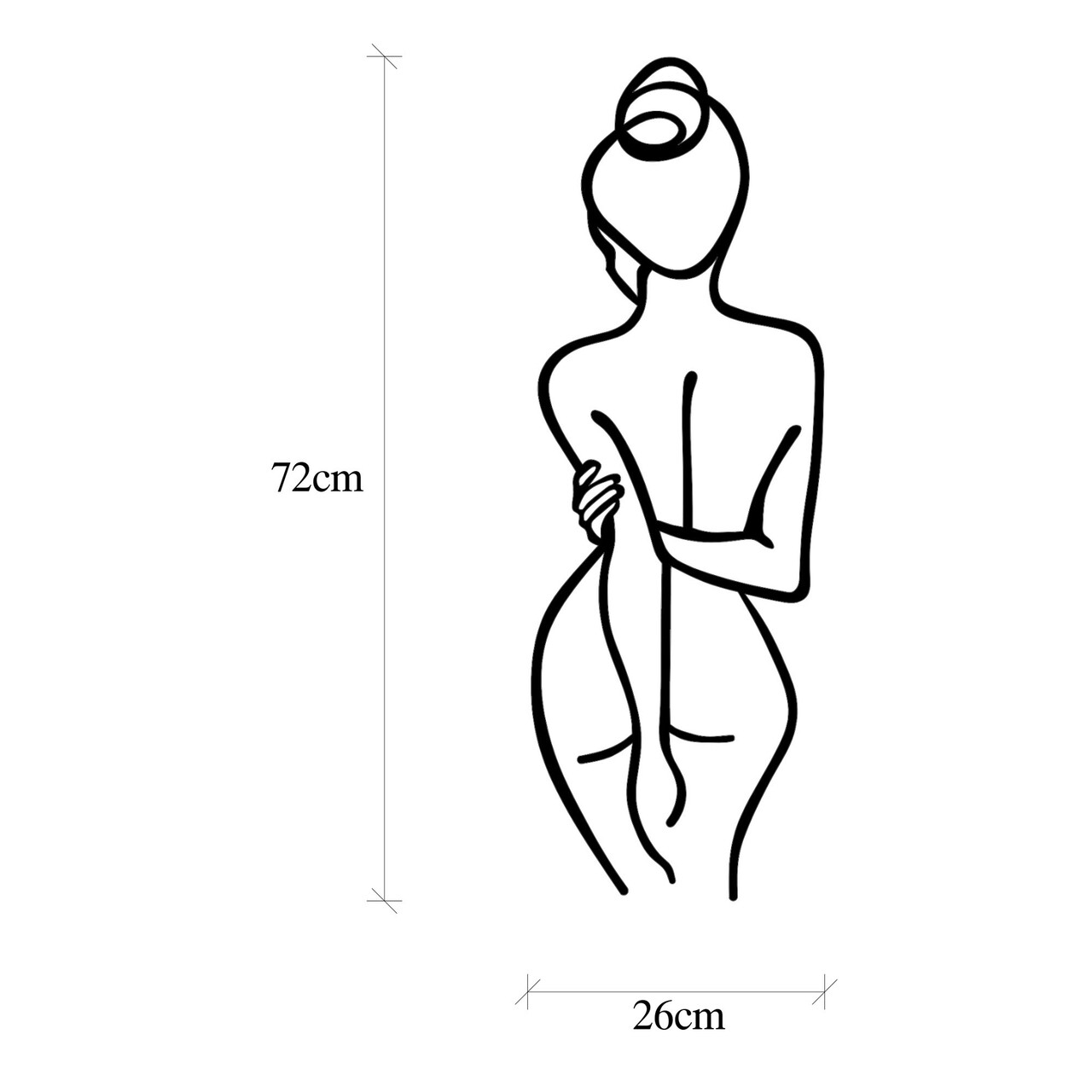 Decoratiune de perete, Woman Body, Metal, Dimensiune: 72 x 0,15 x 26 cm, Negru
