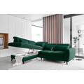 Coltar extensibil stanga 4 locuri ELTAP, LT-35NU, Noble, 255x201x100 cm, lemn/poliester, verde inchis