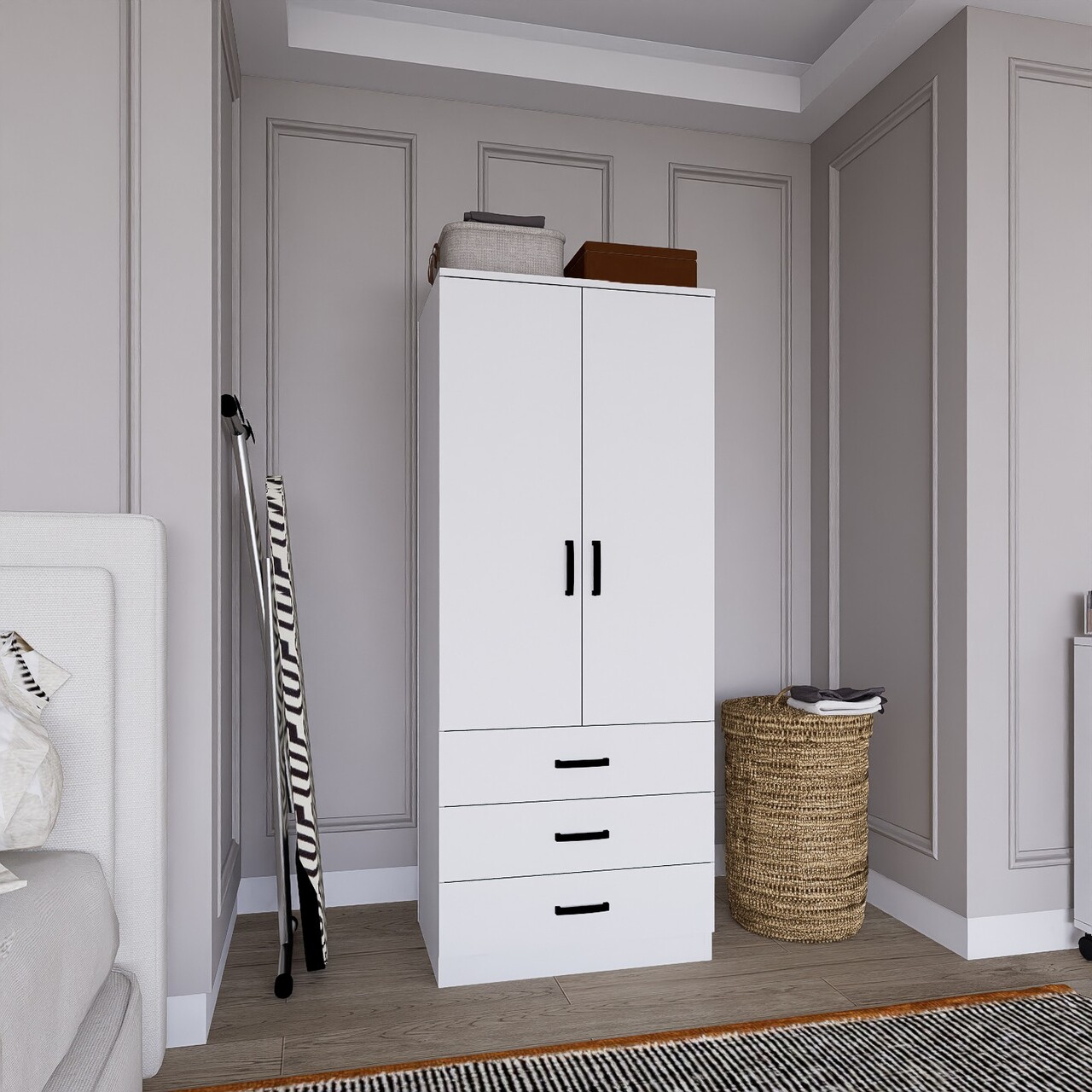 Dulap pentru haine, Miwood, Easy 1600-58, Alb mat - 1 | YEO