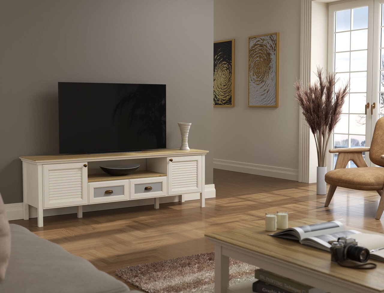 Comoda TV, Hanah Home, FRN-21011, 180.9x58x44.2 cm, PAL, Crem / Stejar / Gri - view 5