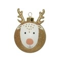 Set 2 globuri Reindeer antler, Decoris,  Ø8 cm, sticla, auriu
