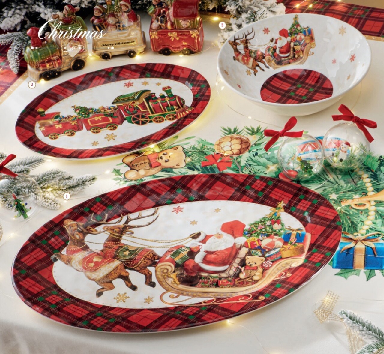 Platou servire, Christmas Oval, Brandani, 35.5x25 cm, melamina
