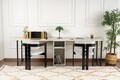 Birou, Nordure, Twin Study Desk, 240x74x60 cm, Frezie / Marmură / Negru