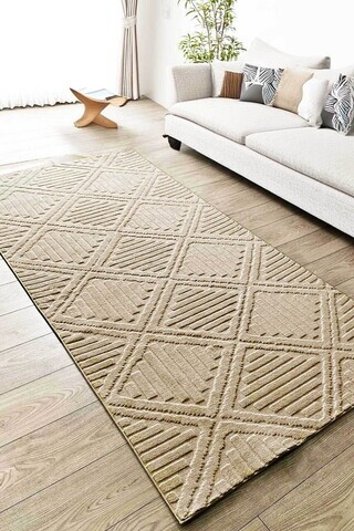 Covor, CLR-HİLDA-VİZON-9, 100x250 cm, Poliester, Bej