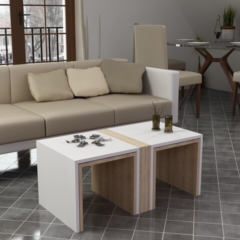 Masuta de cafea contry, armetti, 90 x 50 x 41.8 cm, oak/alb