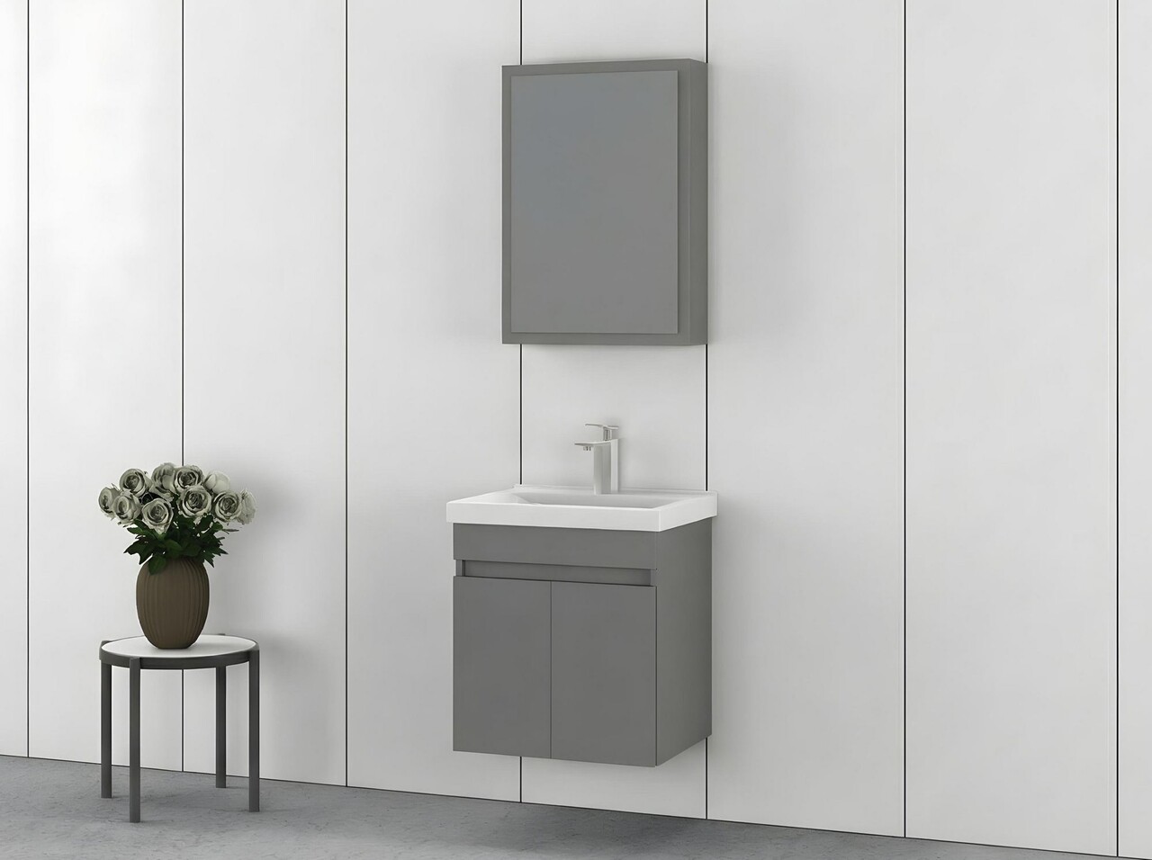 Set mobilier de baie (2 piese), Hanah Home, Amore 55, Gri Mat - view 3