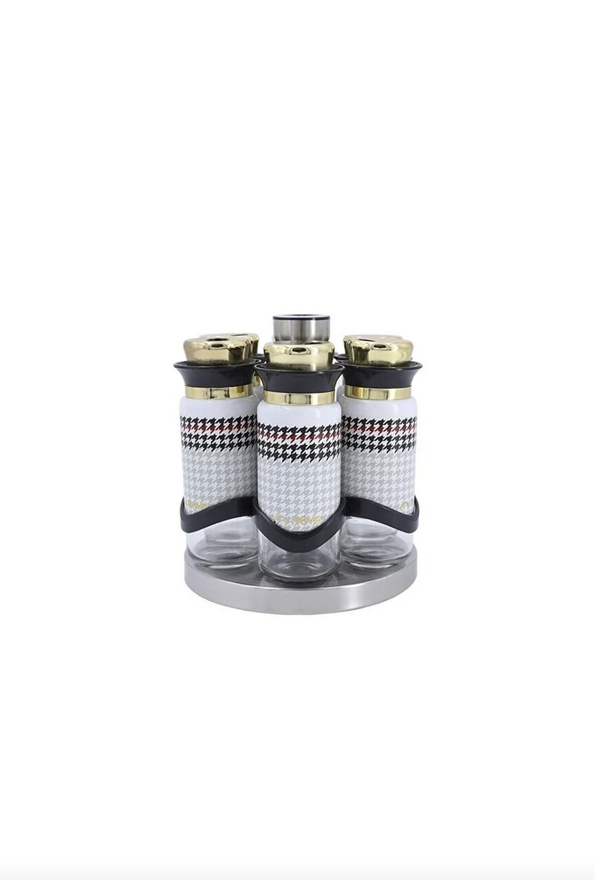 Set recipiente pentru condimente, Dynasty, 960DYN1923, Inox , 4 x 4 x 13 cm, Alb / Roșu / Negru - 1 | YEO