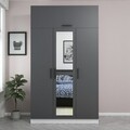 Dulap pentru haine, Minerva, Minar 3 Kapak 255, 135x255x52 cm, PAL, Antracit/Alb