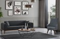Canapea extensibila cu 3 locuri, Artie, 560ARE2905, Lemn de fag / PAL, Antracit