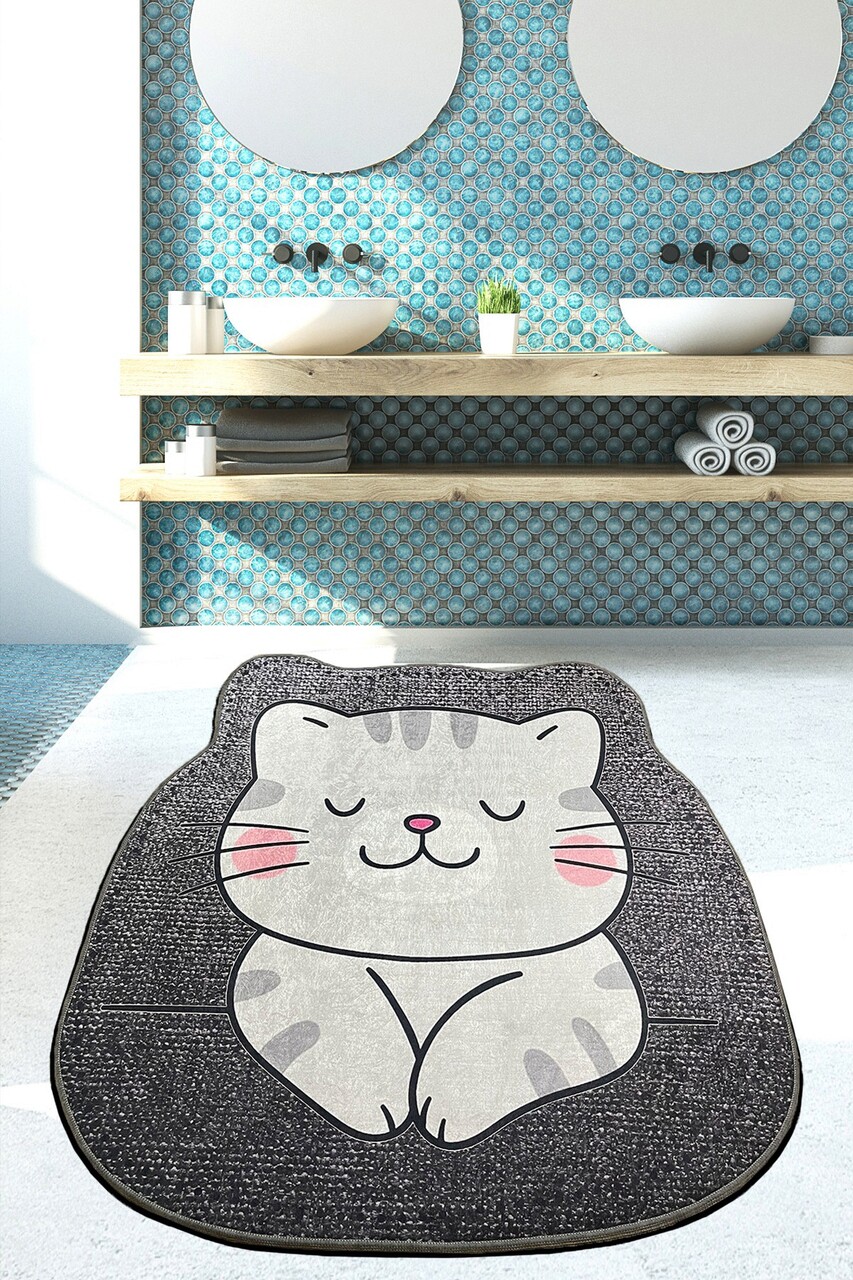 Covoras de baie L'essentiel Maison Neko (80 cm) 80x80 cm Poliester Gri