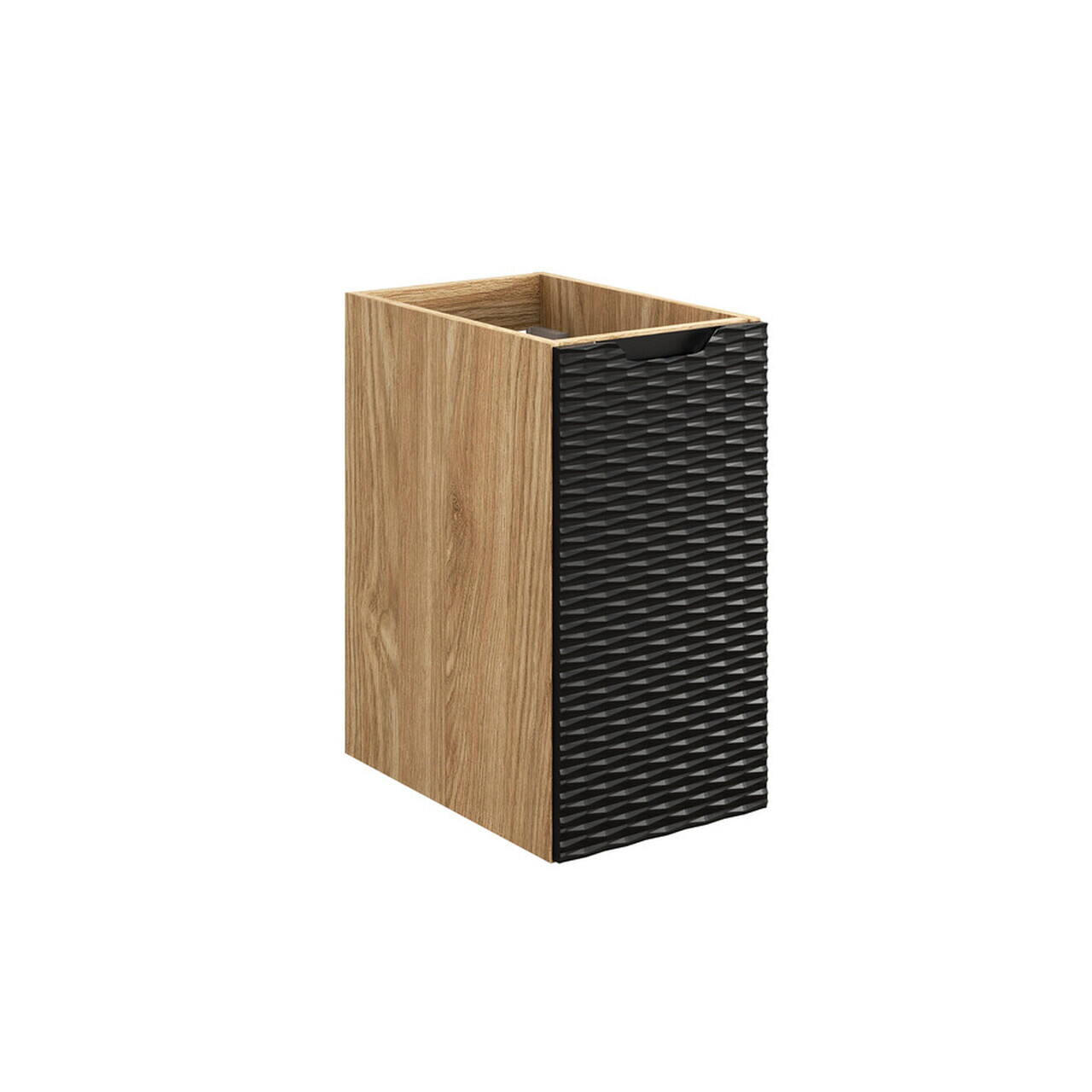 Set mobilier baie, dulap dublu cu lavoar, 120 cm Mona, Ocean Black, Comad, MDF/PAL laminat, negru mat/stejar — imaginea 4
