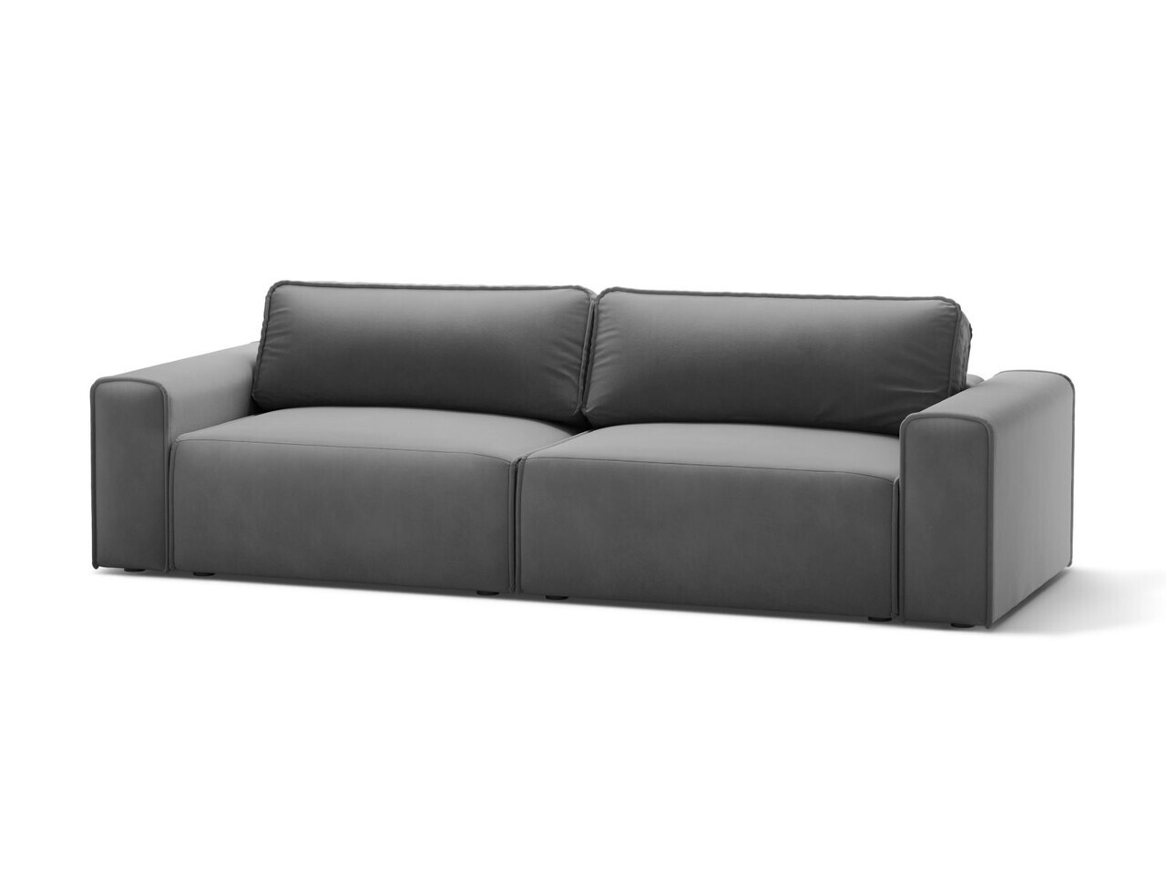 Canapea extensibila 3 locuri, Victor, Micadoni Home, 246x100x83 cm, catifea, gri — imaginea 2