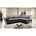 Coltar extensibil dreapta 4 locuri ELTAP, RT-04FL, Noble, 255x201x100 cm, lemn/poliester, gri