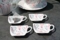 Set 4 farfurii Rose pentru plicurile de ceai, Duo, 7.5 x 10 cm, portelan, multicolor
