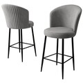 Set scaun de bar (2 bucăți), Charlotte, Fora, Metal, Gri/Negru