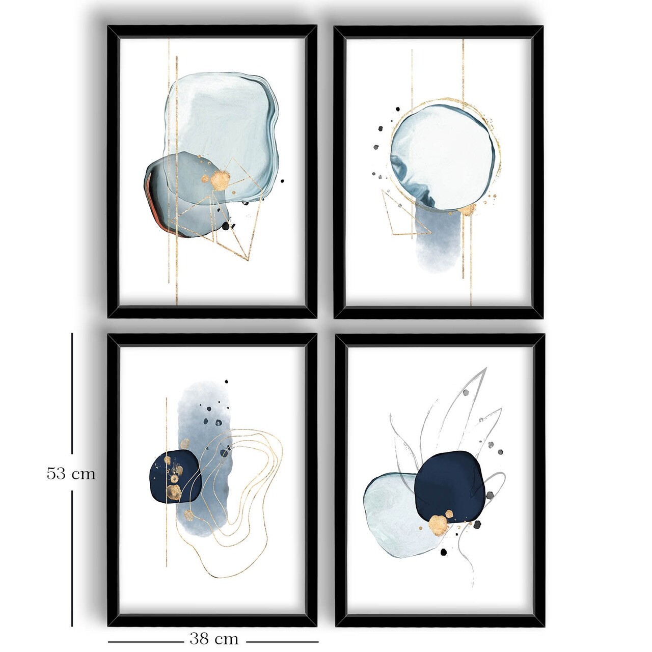 Set 4 tablouri decorative, 4P3853NISCT-001, Lemn, Albastru / Bleumarin / Auriu / Alb - view 2