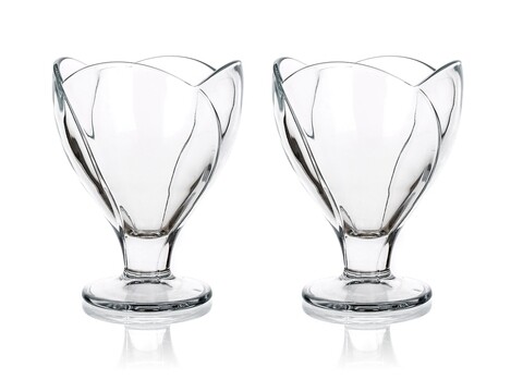 Set 2 cupe inghetata, forma lalea, ice vile, pasabahce, 300 ml, sticla