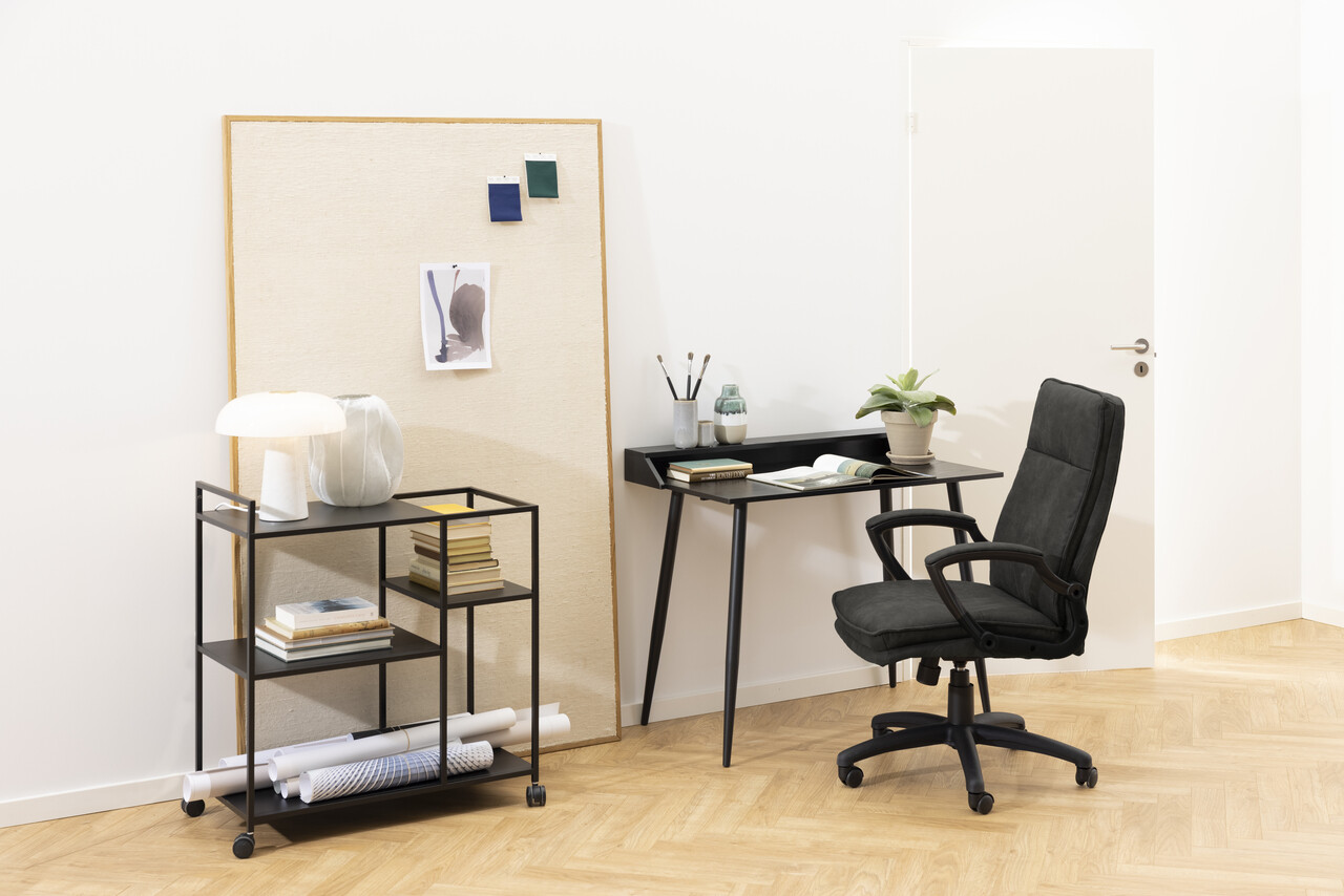 Scaun de birou Brad, Actona, 67x69.5x115 cm, rotativ, poliester/nailon, antracit - view 11
