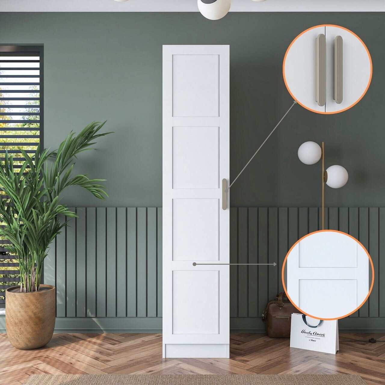 Dulap pentru haine, Hanah Home, BA190, 45x210x57.5 cm, PAL melaminat, Alb - view 3