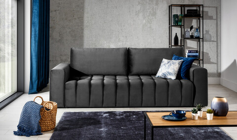 Canapea extensibila 3 locuri ELTAP, Laz07, Lazaro, 247x97x92 cm, lemn/poliester, gri inchis