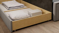 Canapea extensibila brat stanga 3 locuri, ELTAP, Fulgeo, 214x82x77 cm, lemn/catifea din poliester, gri inchis/gri deschis