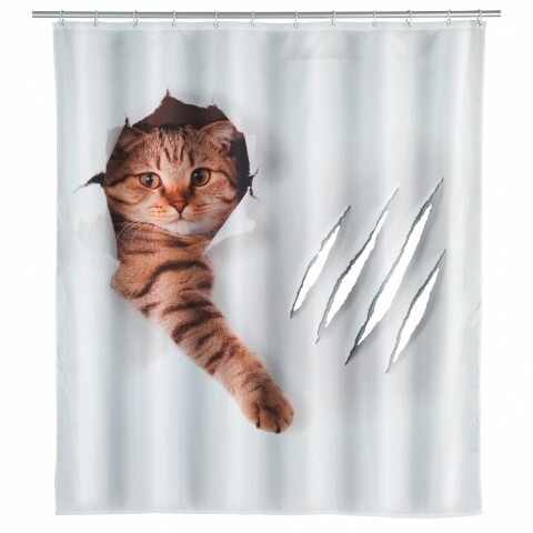 Poza Perdea de dus Cute Cat, Wenko, 180x200 cm, 100% poliester, multicolor