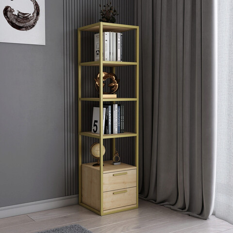 Corp biblioteca, retricy, robbins, 39x39x160 cm, pal, aur / stejar