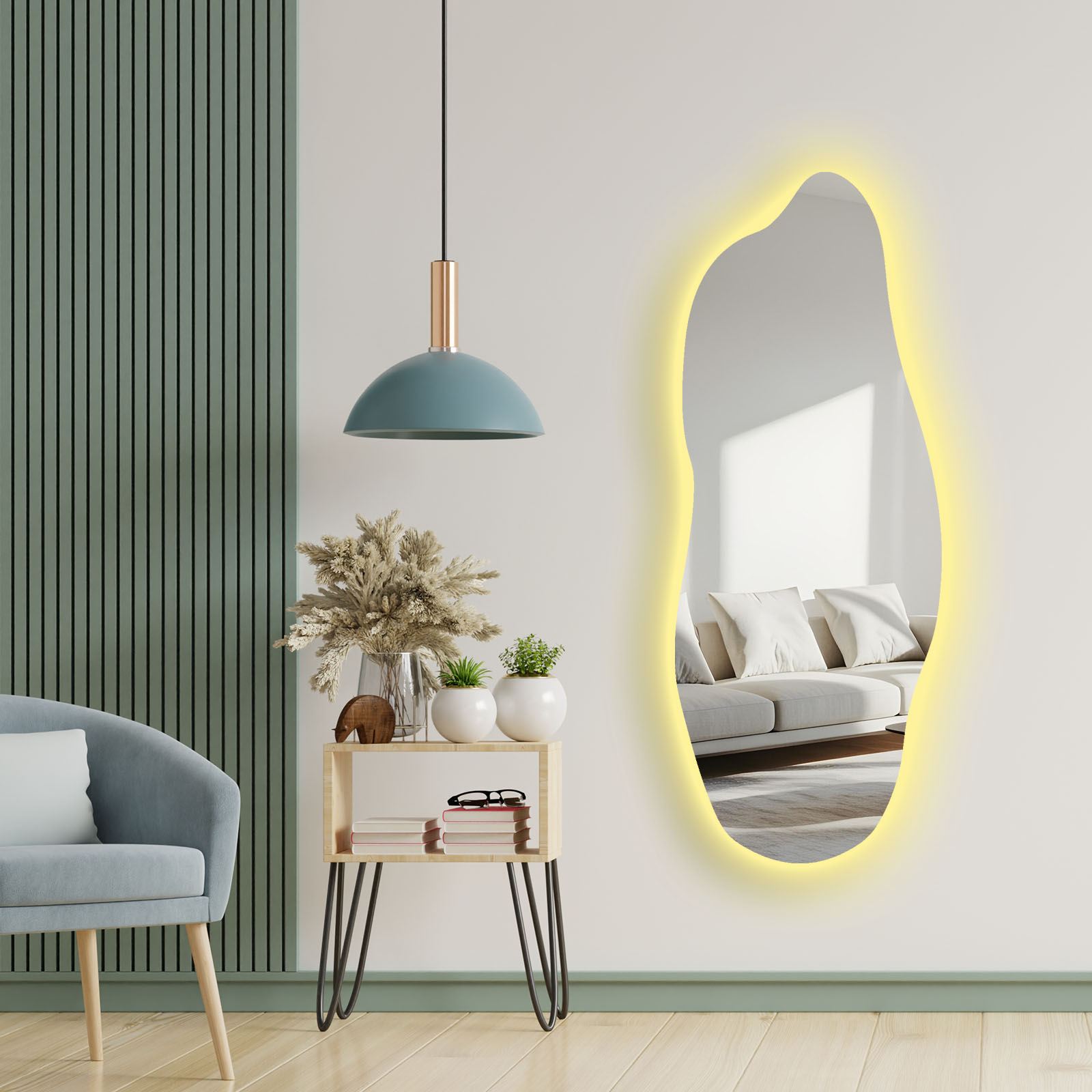 Oglinda cu Iluminare Led, Hanah Home, 52135Ledayna-001, 52x135 cm, OGLINDA (Grosime: 4 mm), Multicolor