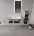 Set Dulap de Baie cu Chiuvetă și Oglindă (2 Piese), Hanah Home, Ferla 110, Nurcă mată
