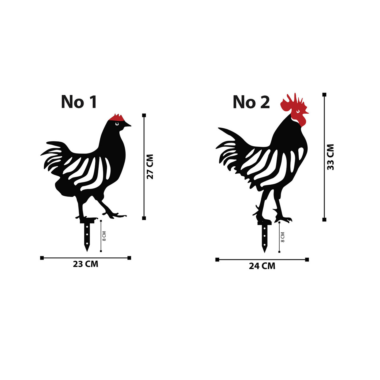 Set Decoratiuni Pentru Gradina, Chicken Family 6, Metal, Negru