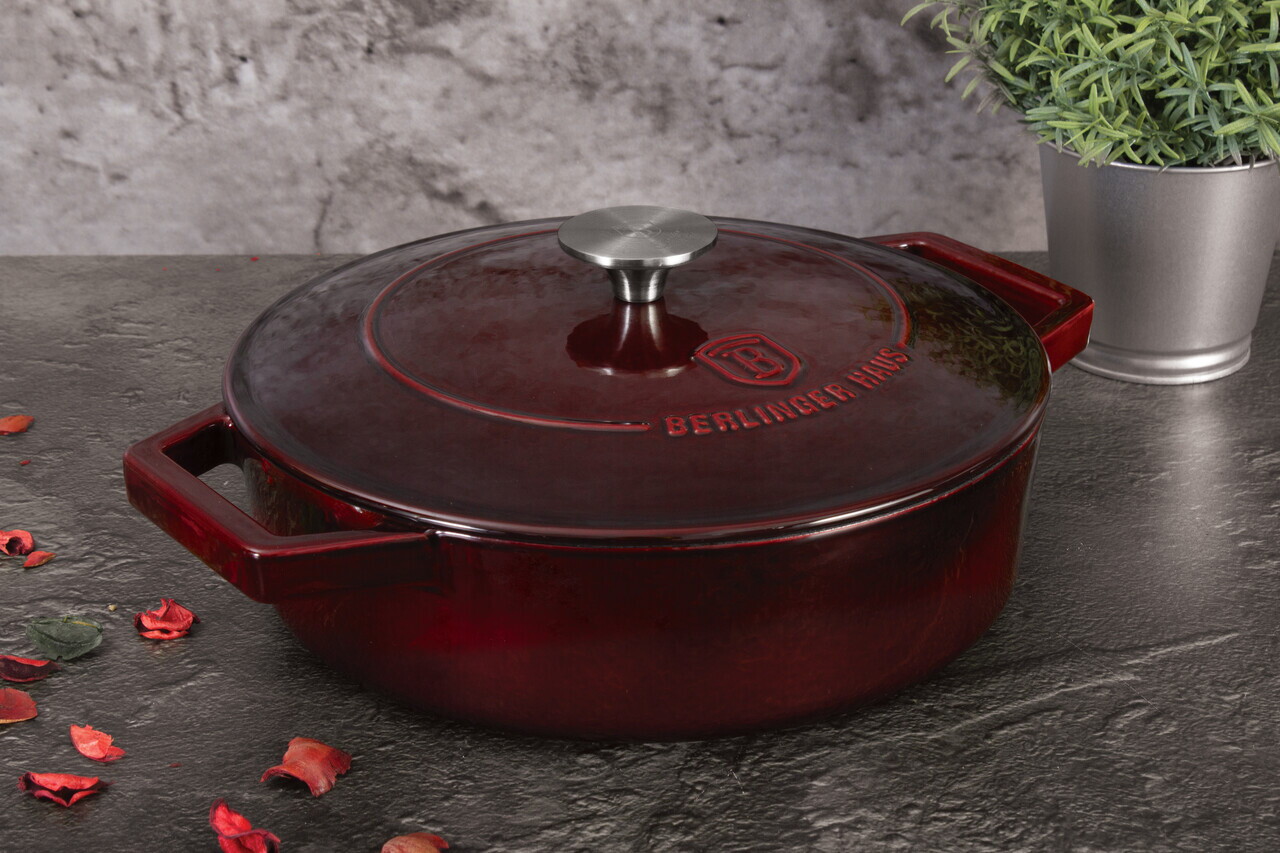 Oala cu capac Berlinger Haus, Strong Mold, 26 cm, 2.57 L, fonta, visiniu - imagine 2