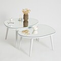 Set masute 2 piese, Neostill, Gusto, Sticla temperata , Alb