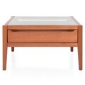 Masuta pentru cafea cu sertar, Rosa, 70 x 70 x 40 cm, MDF/sticla, cires