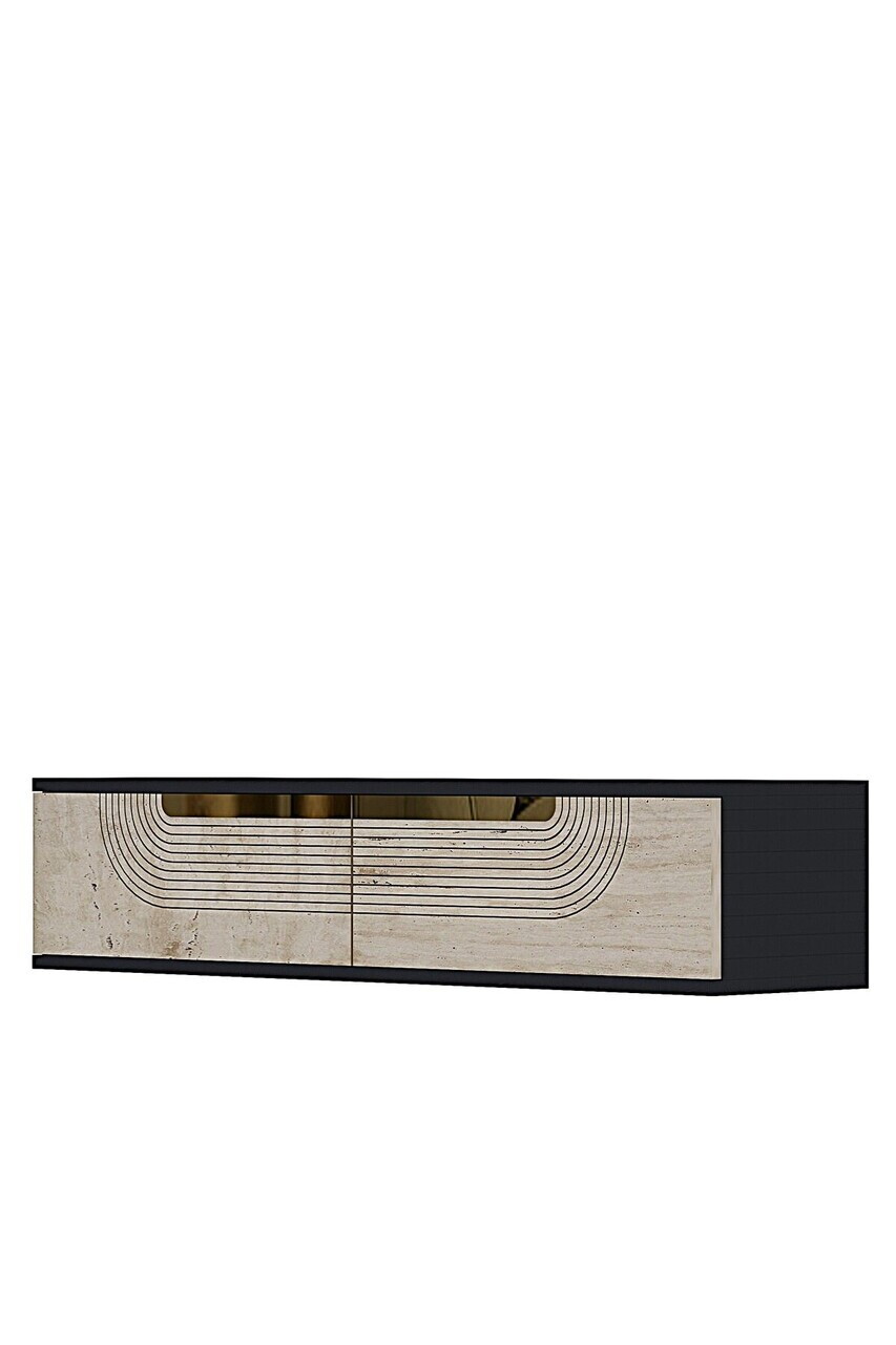 Dulap, Hanah Home, Meyra 120, 120x25.5x29.6 cm, Antracit / Travertin / Auriu — imaginea 4