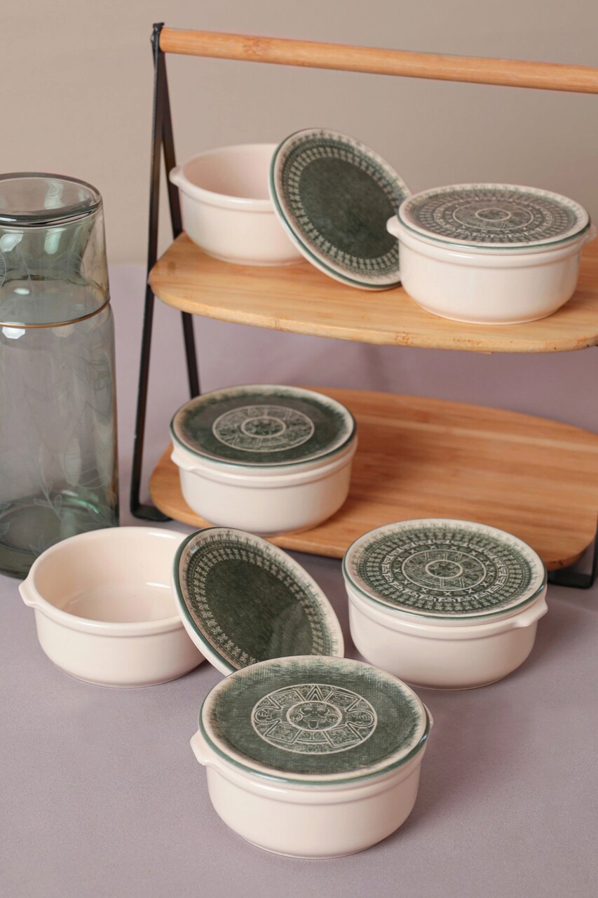 Set recipiente depozitare, Keramika, 275KRM1871, Ceramica , Nu absoarbe apa, Crem - 1 | YEO